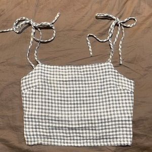 Brandy Melville Blue and White Dena Tank Crop Top